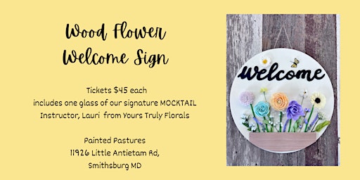 Primaire afbeelding van Painted Pastures Wood Flower Welcome Sign