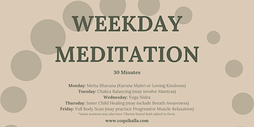 Weekday Meditation, Burlington, VT | Reflect, Prepare, Rejuvenate | Online primary image