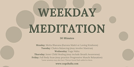 Weekday Meditation, Alexandria, MN | Reflect, Prepare, Rejuvenate | Online