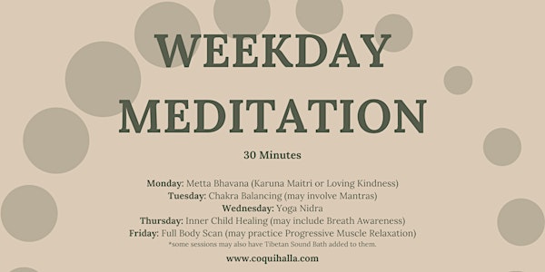 Weekday Meditation, Thronton, CO | Reflect, Prepare, Rejuvenate | Online