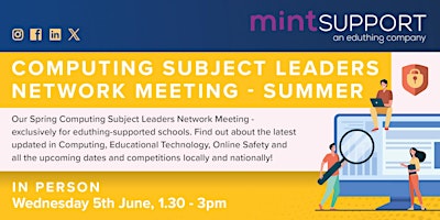 Primaire afbeelding van Computing Subject Leaders Network Meeting - Summer (Mint Support)