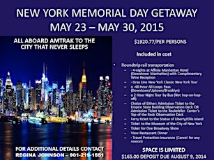 2015 MEMORAIL DAY GETAWAY TO NEW YORK NEW YORK primary image