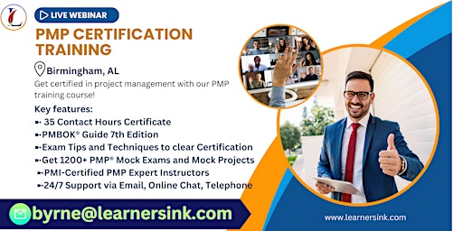 4 Day PMP Classroom Training Course in Birmingham, AL  primärbild