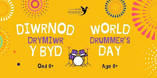 Hauptbild für Diwrnod Drymiwr y Byd  (Oed 8+) / World Drummer's Day (Age 8+)