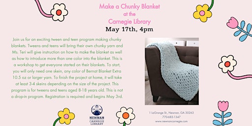 Imagem principal do evento Tween and Teen Craft- Make a Chunky Blanket