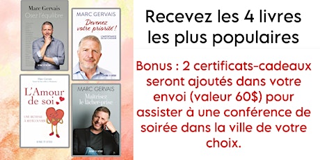 Recevez mes 4 livres les plus populaires + bonus 2 billets