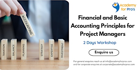 Financial & Basic Accounting Principles for PM  Training in Charleston, SC