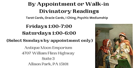 Walk-In Tarot Card Readings Fridays 1-7, Saturdays 1-6