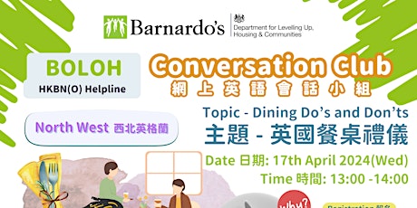 North West BN(O) Conversation Club / Barnardo’s 西南英格蘭網上英語會話小組 Apr 2024