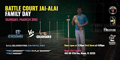 Primaire afbeelding van Battle Court Jai-Alai Family Day: Chargers v. Cyclones!