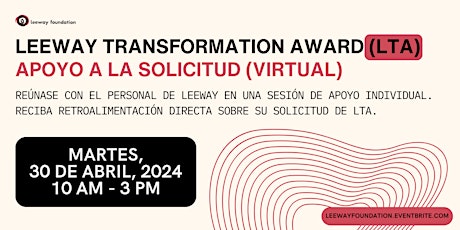 Imagen principal de 4/30 Transformation Award – apoyo a la solicitud (virtual)