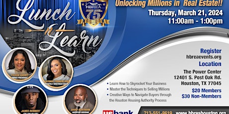 Image principale de HBREA March Lunch & Learn "Unlocking Millions in Real Estate"