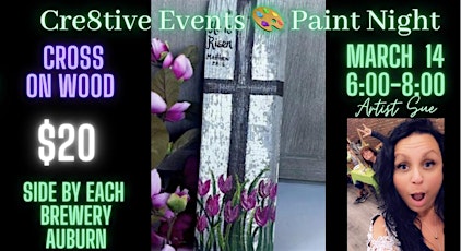 Imagen principal de CANCELED $20 Paint Night - Cross on Wood- Side by Each Brewery Auburn