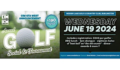 CIM GTA West Networking Event on June 19 - Golf Tournament