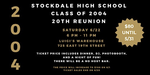 Primaire afbeelding van Stockdale High School Class of 2004 Reunion
