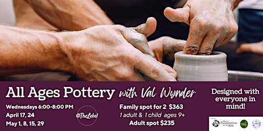 Imagem principal do evento All Ages Pottery workshop- great for families!