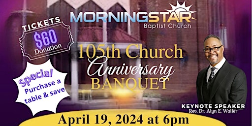 Hauptbild für Morning Star Baptist Church Clairton -105th Church Anniversary Banquet