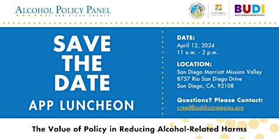 Imagem principal de Alcohol Policy Panel General Assembly with Guest Speaker David Jernigan