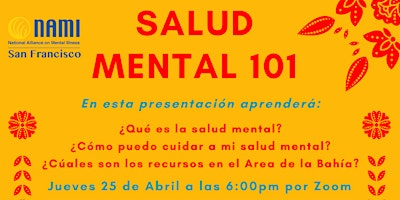 Presentación: Salud mental en Español 101 / Mental Health 101 (En español!) primary image