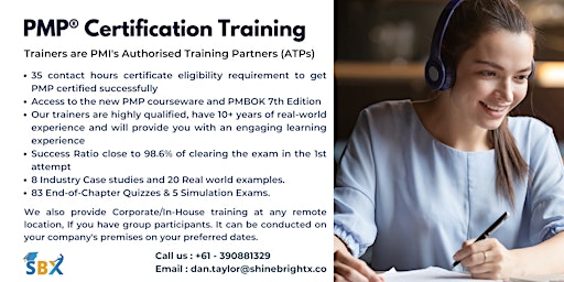 Imagem principal de PMP Live Instructor Led Certification Training Bootcamp Hobart, TAS