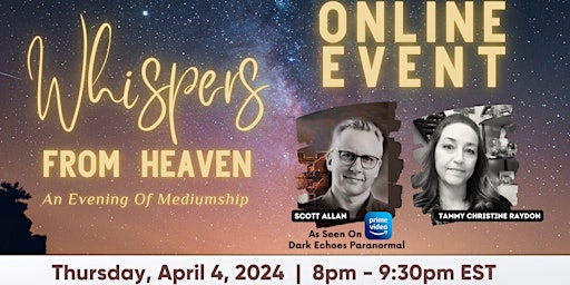 Hauptbild für Whispers From Heaven - An Evening Of Mediumship  ONLINE EVENT