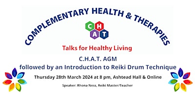 Imagen principal de C.H.A.T. AGM followed by an Introduction to Reiki Drum Technique