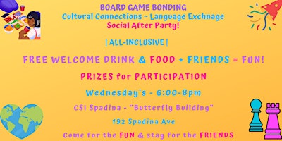 Imagem principal de BOARD GAME BONDING ~ LANGUAGE EXCHANGE ~ AFTER PARTY ~ FREE: DRINK/FOOD/FUN