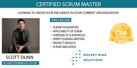 Scott Dunn|Nashville-In Person!|Certified ScrumMaster |CSM|May 25th - 26th primary image