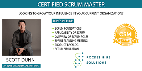 Hauptbild für Scott Dunn|Dallas - In Person!|Certified Scrum Master |CSM|May 18th-19th