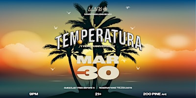 Hauptbild für TEMPERATURA PARTY 03/30 @ AGAVES DTLB