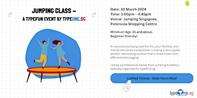 Primaire afbeelding van Jumping Class (30 March 2024) - a typeFun event by typeOne.sg