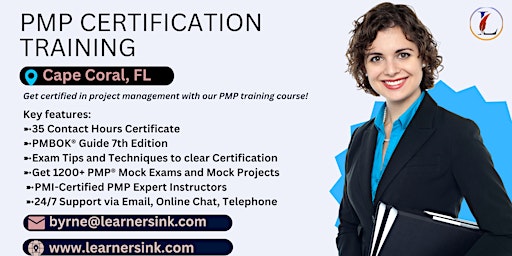 Primaire afbeelding van 4 Day PMP Classroom Training Course in Cape Coral, FL