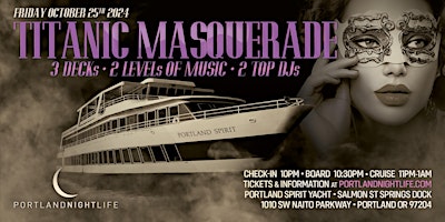 Image principale de Titanic Masquerade | Portland Halloween Party Cruise