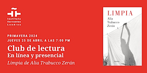 Imagem principal do evento Club lectura español: Limpia de Alia Trabucco Zerán  (25 abril)