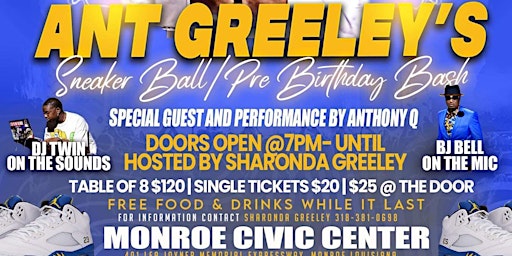 Primaire afbeelding van Ant Greeley’s Pre Birthday Bash/Sneaker Ball