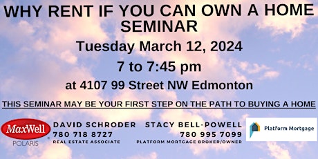 Image principale de Why Rent If You Can Buy A Home Seminar March 12, 2024