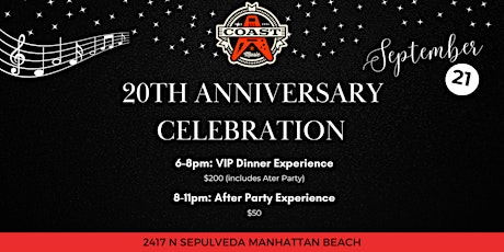 Coast Music's 20th Anniversary VIP Dinner & After Party