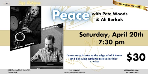 Imagem principal de Jazz Dialogues: "Peace" with Pete Woods and Ali Berkok