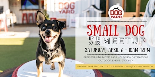 Small Dog (<30 lbs) Meetup at the Dog Yard Bar - Saturday, April 6 primary image