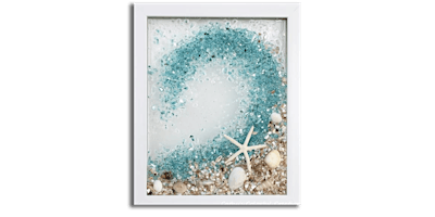 Crushed Glass & Shells Beach Ocean Wave in Frame Paint Sip Art Class primary image