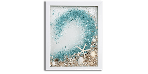 Imagem principal do evento Crushed Glass & Shells Beach Ocean Wave in Frame Paint Sip Art Class