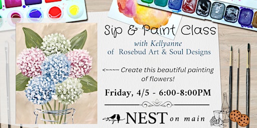 Immagine principale di Sip & Paint Night with Kellyanne of  Rosebud Art & Soul 