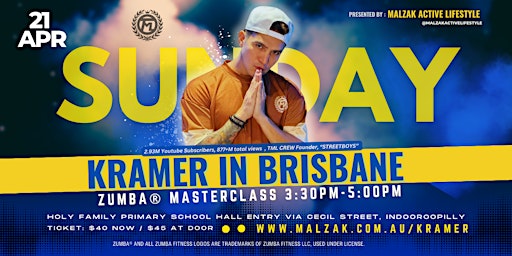 TML Crew Founder KRAMER Brisbane Zumba Masterclass  Sun 21 Apr primary image