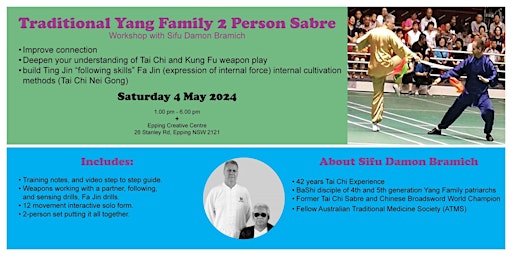 Traditional Yang Family 2 Person Sabre: Workshop with Sifu Damon Bramich primary image