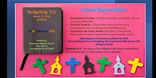 Richmond Baptist Church  Budgeting 101 presented by MM Johnson CPA primary image