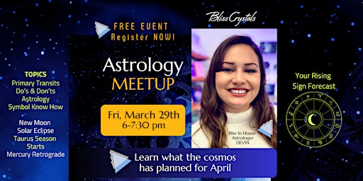 Hauptbild für Temecula Astrology Meetup with Devin - Forecast for April 2024