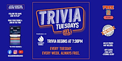 Imagem principal do evento Trivia Night | Dave & Buster's - Greenwood IN - TUE 730p  @LeaderboardGames