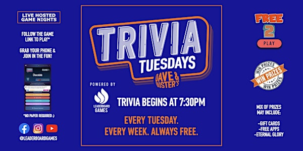 Trivia Night | Dave & Buster's Indianapolis IN - TUE 730p @LeaderboardGames
