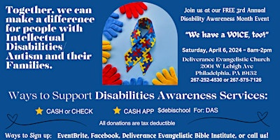 Hauptbild für FREE 3rd Annual Disability Awareness Month Event - "WE HAVE A VOICE, TOO!"