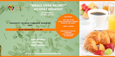 Primaire afbeelding van Meals Over Money Breakfast - COST:  GWC MEMBERS FREE -  $10.00 NON-MEMBERS